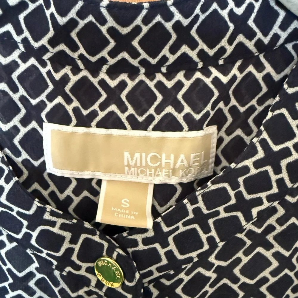 Michael Kors Navy Blue and White Button-Down Cover Up Maxi Dress - Picture 3 of 6